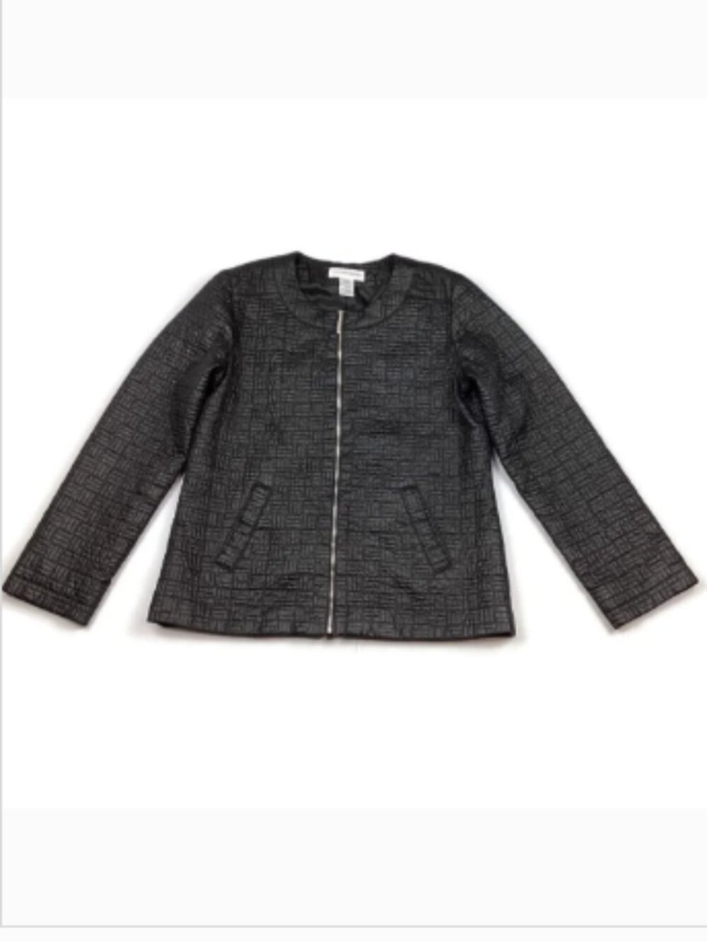 Black Sag Harbor Front Zip Quilted Light Jacket